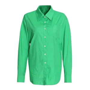 Solid Blouses For Women Lapel Long Sleeves Spliced Single Breasted Minimalist Blouse Female Fashion Clothing