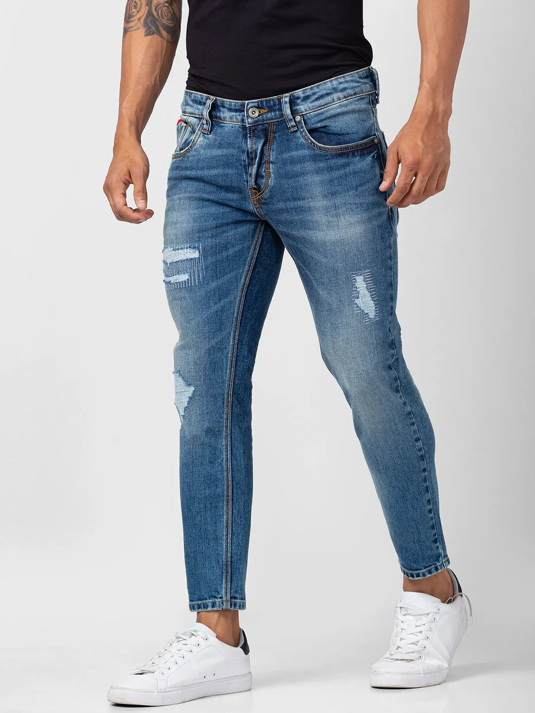 Spykar Men Vintage Blue Cotton Slim Fit Tapered Length Jeans (Kano)