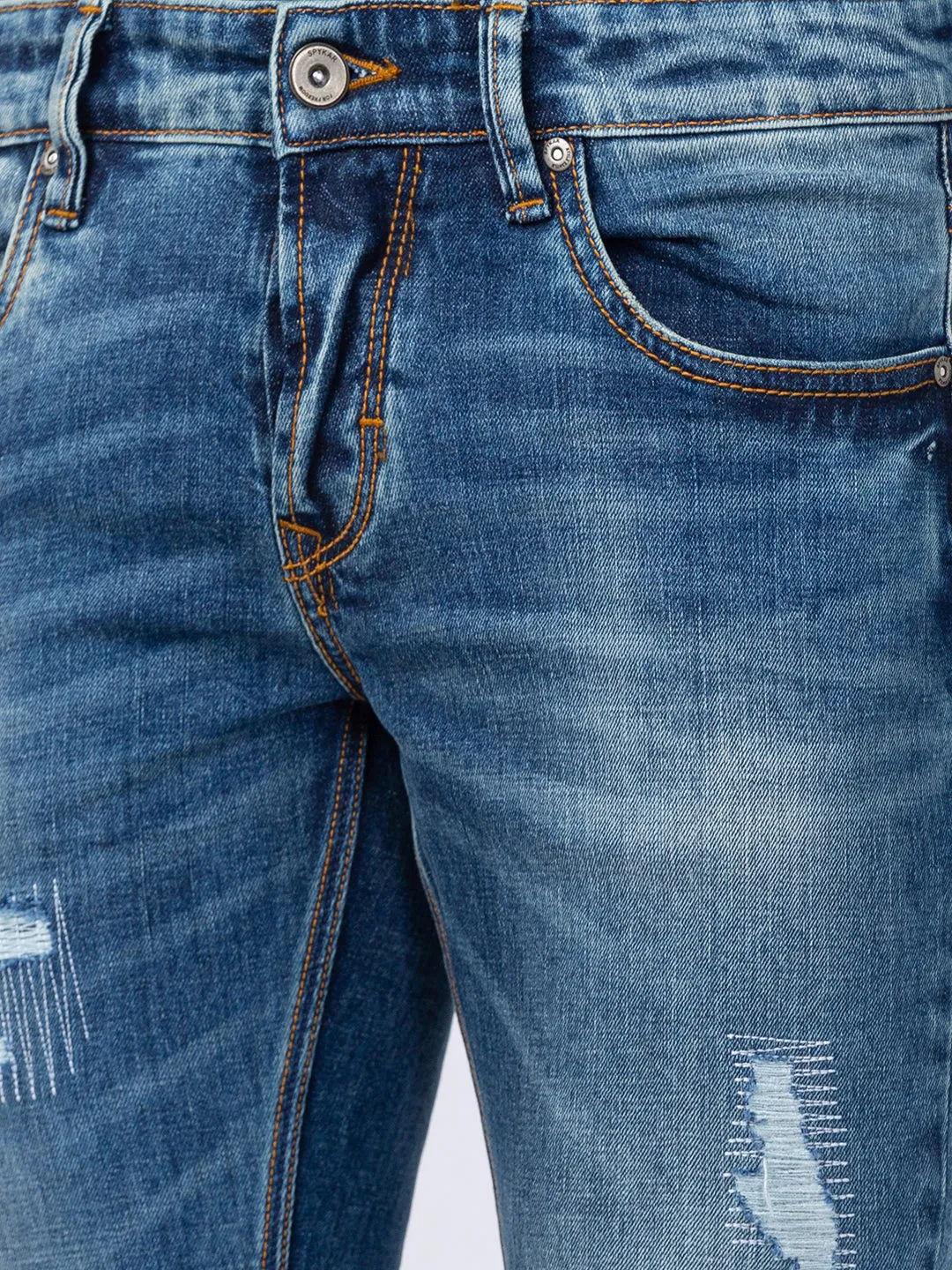 Spykar Men Vintage Blue Cotton Slim Fit Tapered Length Jeans (Kano)