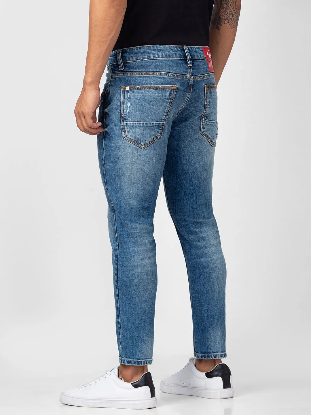 Spykar Men Vintage Blue Cotton Slim Fit Tapered Length Jeans (Kano)