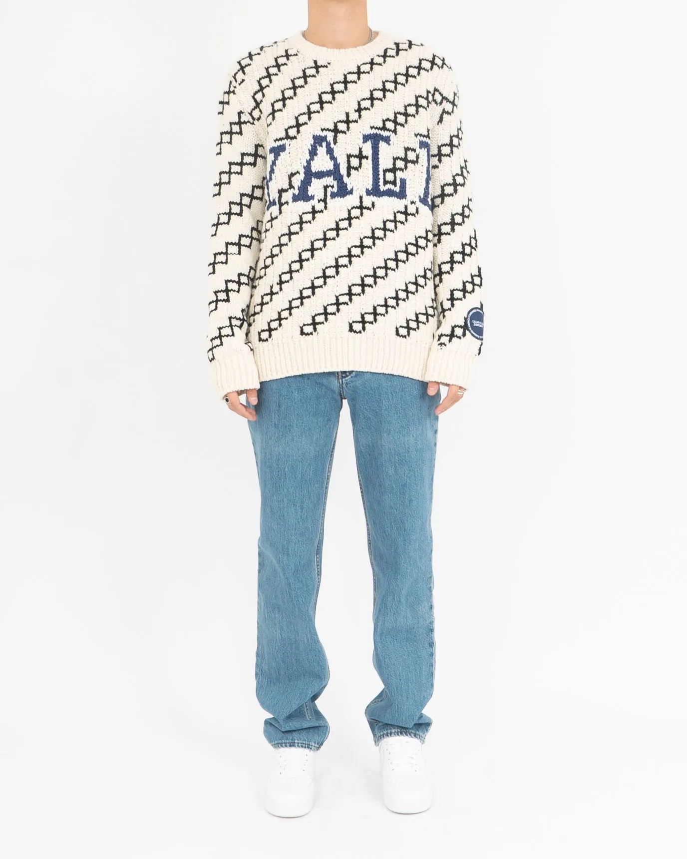 SS19 Beige Yale Intarsia Knit