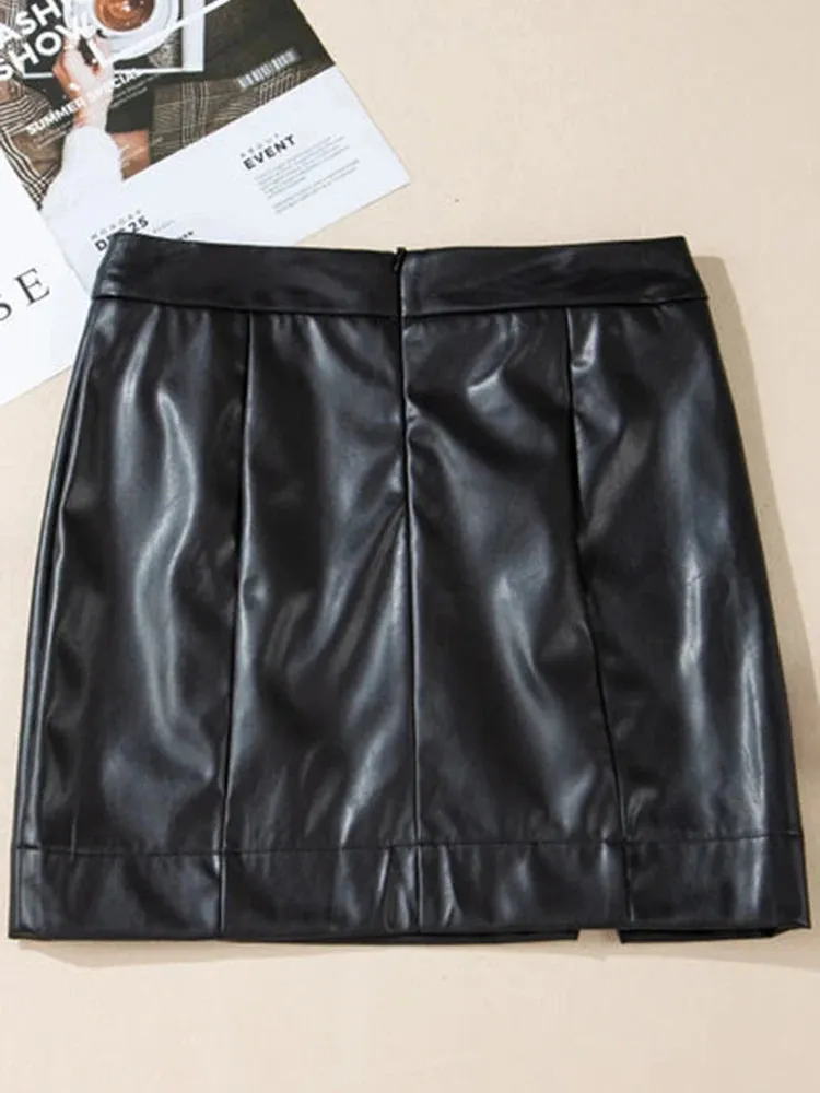 Trend4us Women's Chic Faux Leather Mini Skirt