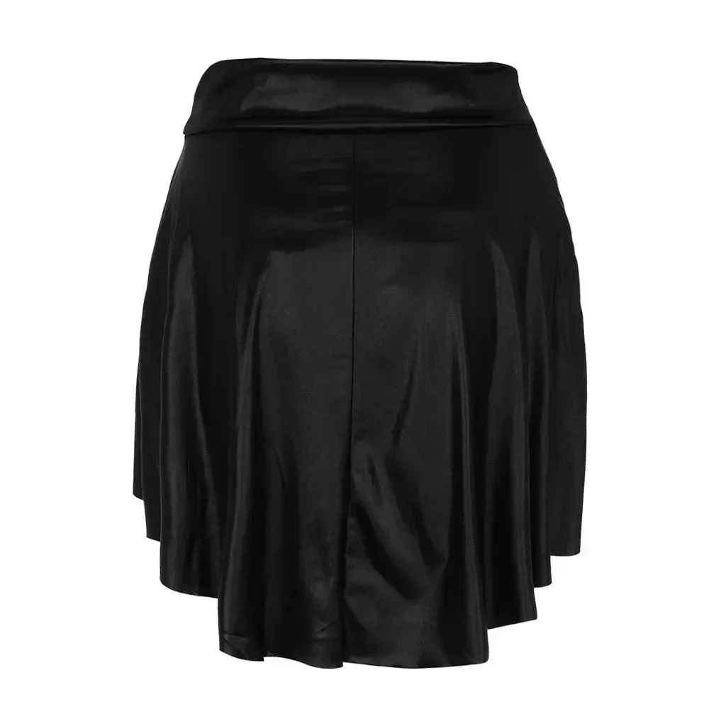 Trend4us Women's Chic Faux Leather Skater Skirt