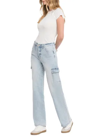 Vervet Denim - 90s Vintage Super High Rise Cargo Straight Jeans - T5790
