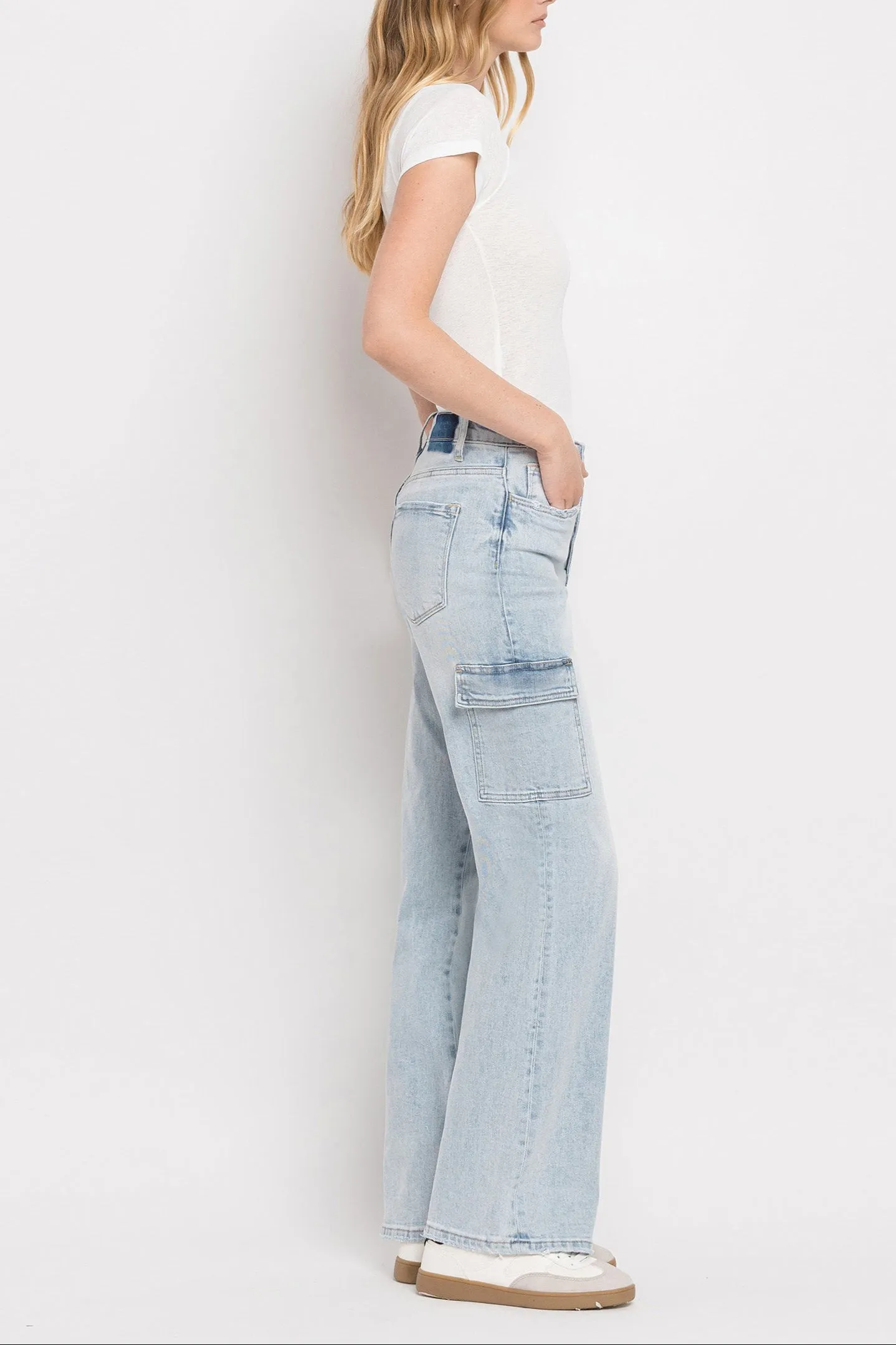 Vervet Denim - 90s Vintage Super High Rise Cargo Straight Jeans - T5790