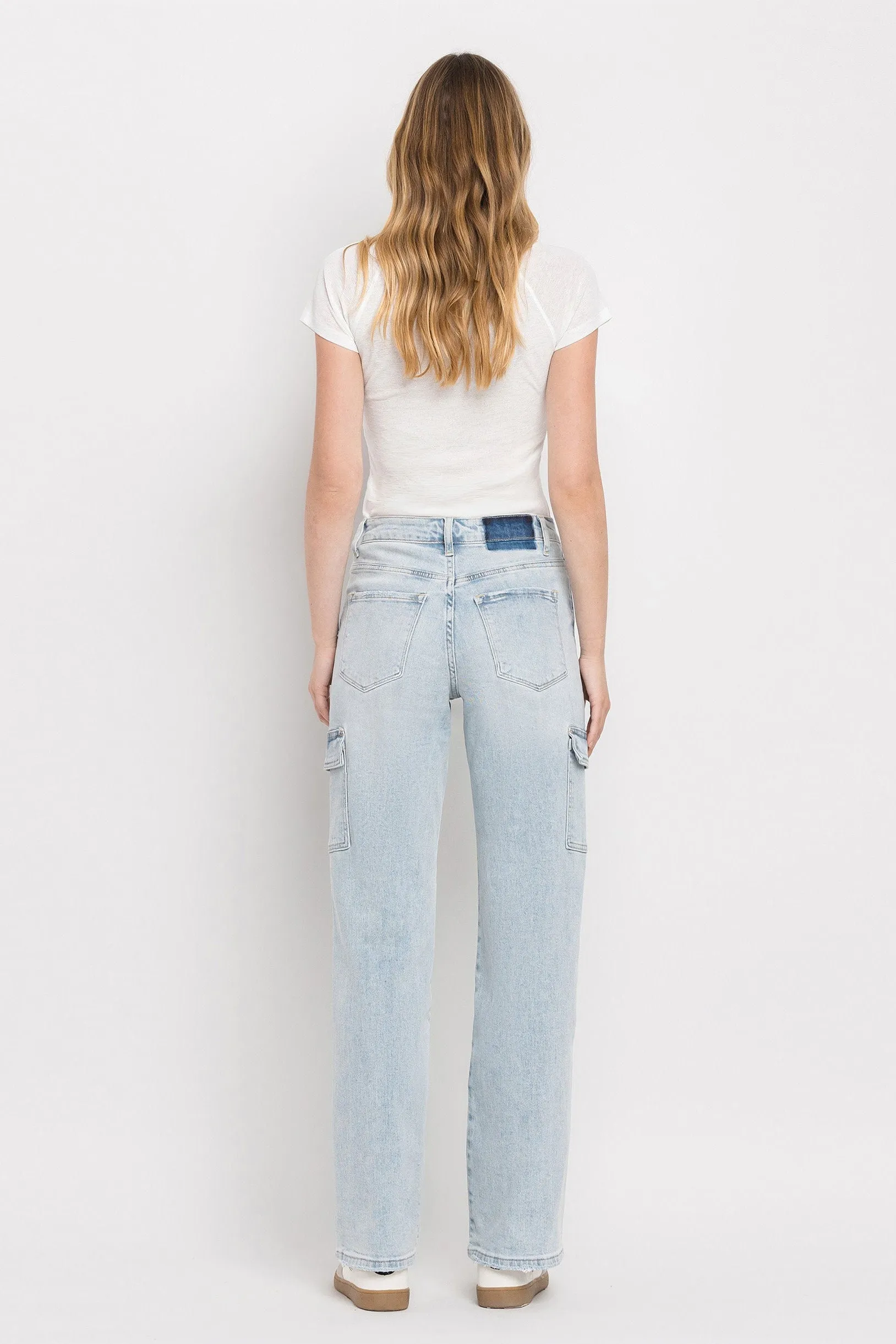 Vervet Denim - 90s Vintage Super High Rise Cargo Straight Jeans - T5790
