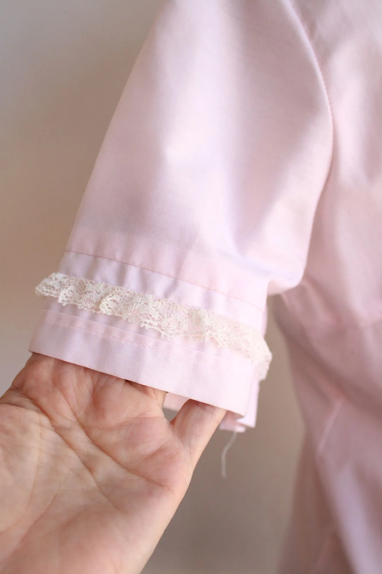 Vintage 1960s Pink Cotton Tuxedo Front Blouse