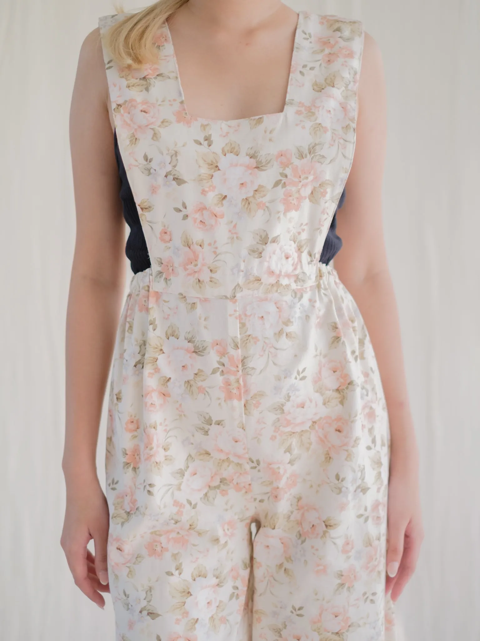 Vintage Cotton Backless Wide Legged Floral Jumpsuit