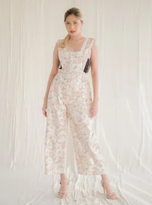 Vintage Cotton Backless Wide Legged Floral Jumpsuit