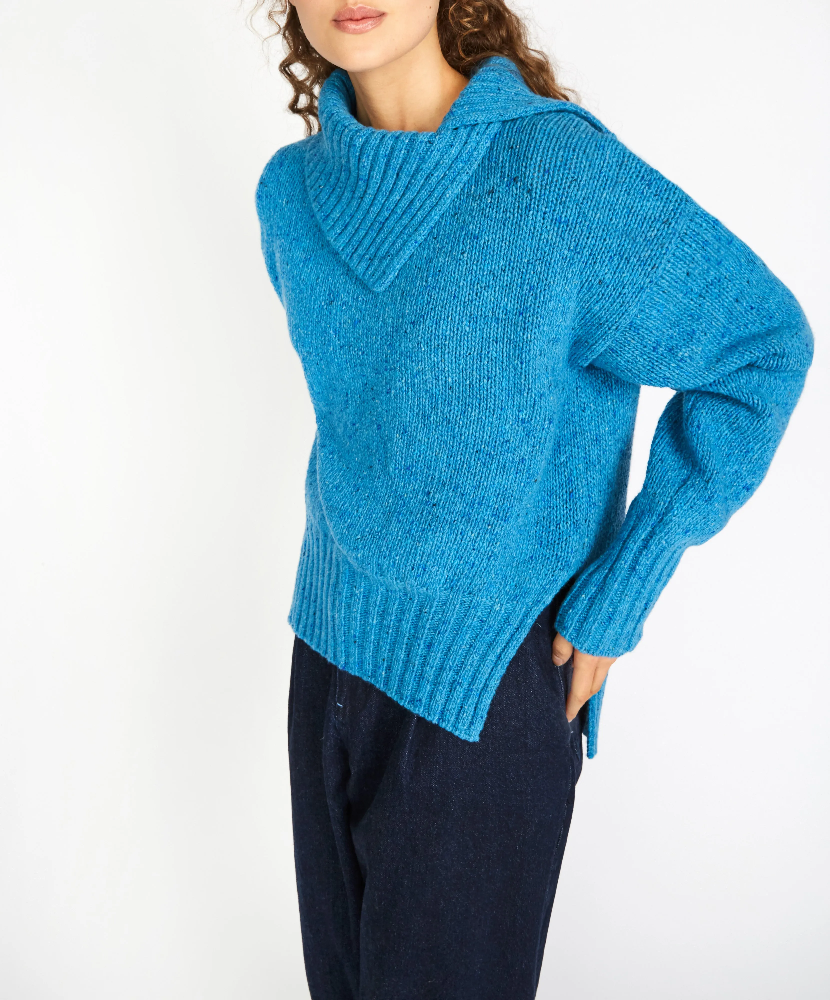 Wilde Slouchy Funnel Neck Sweater Forget-Me-Not Blue