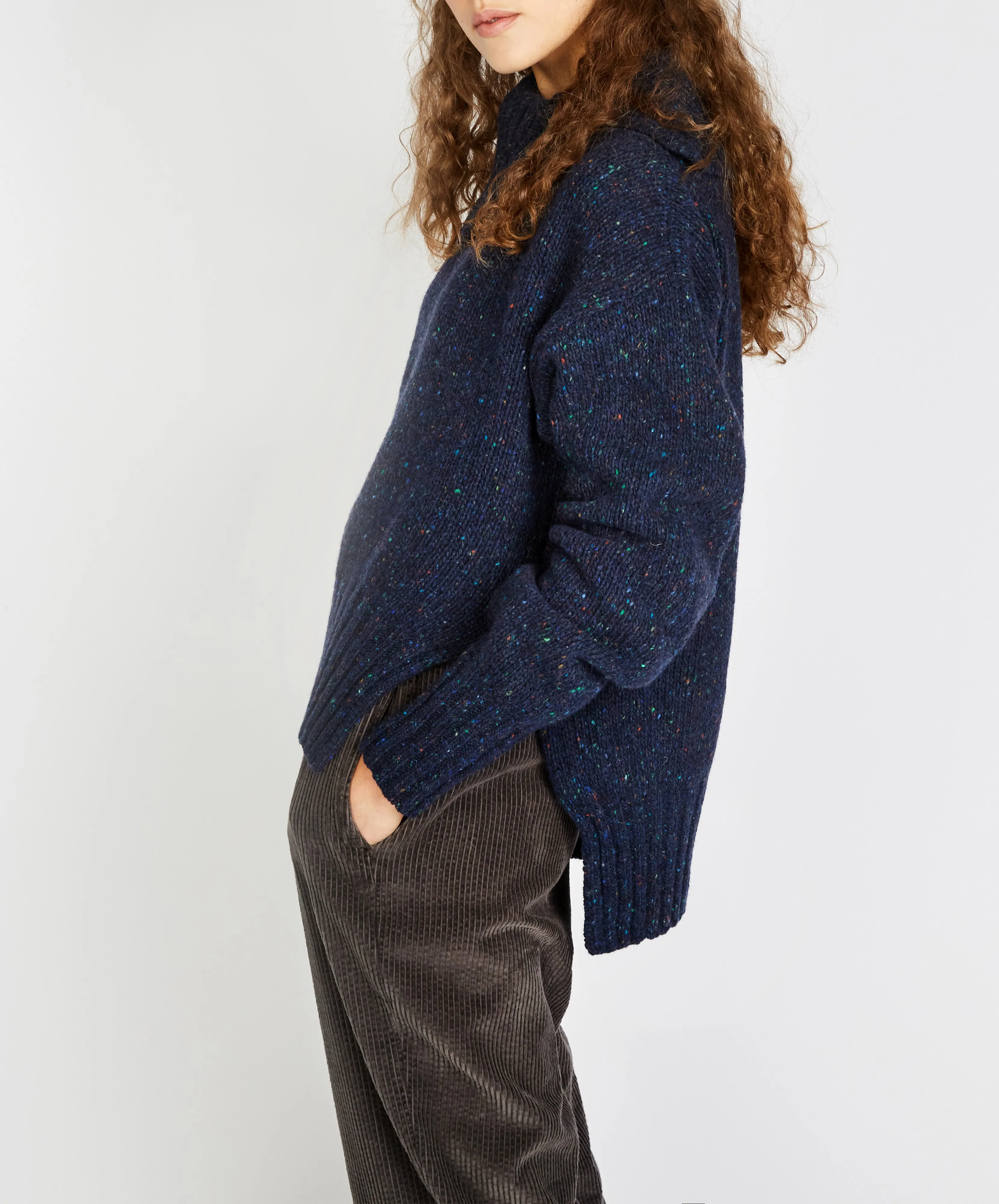 Wilde Slouchy Funnel Neck Sweater Rich Navy