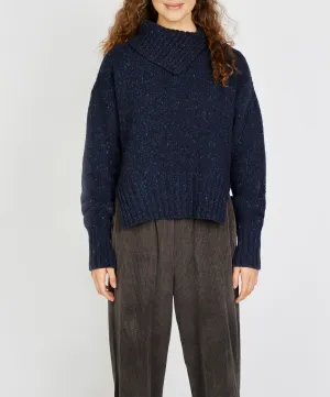 Wilde Slouchy Funnel Neck Sweater Rich Navy