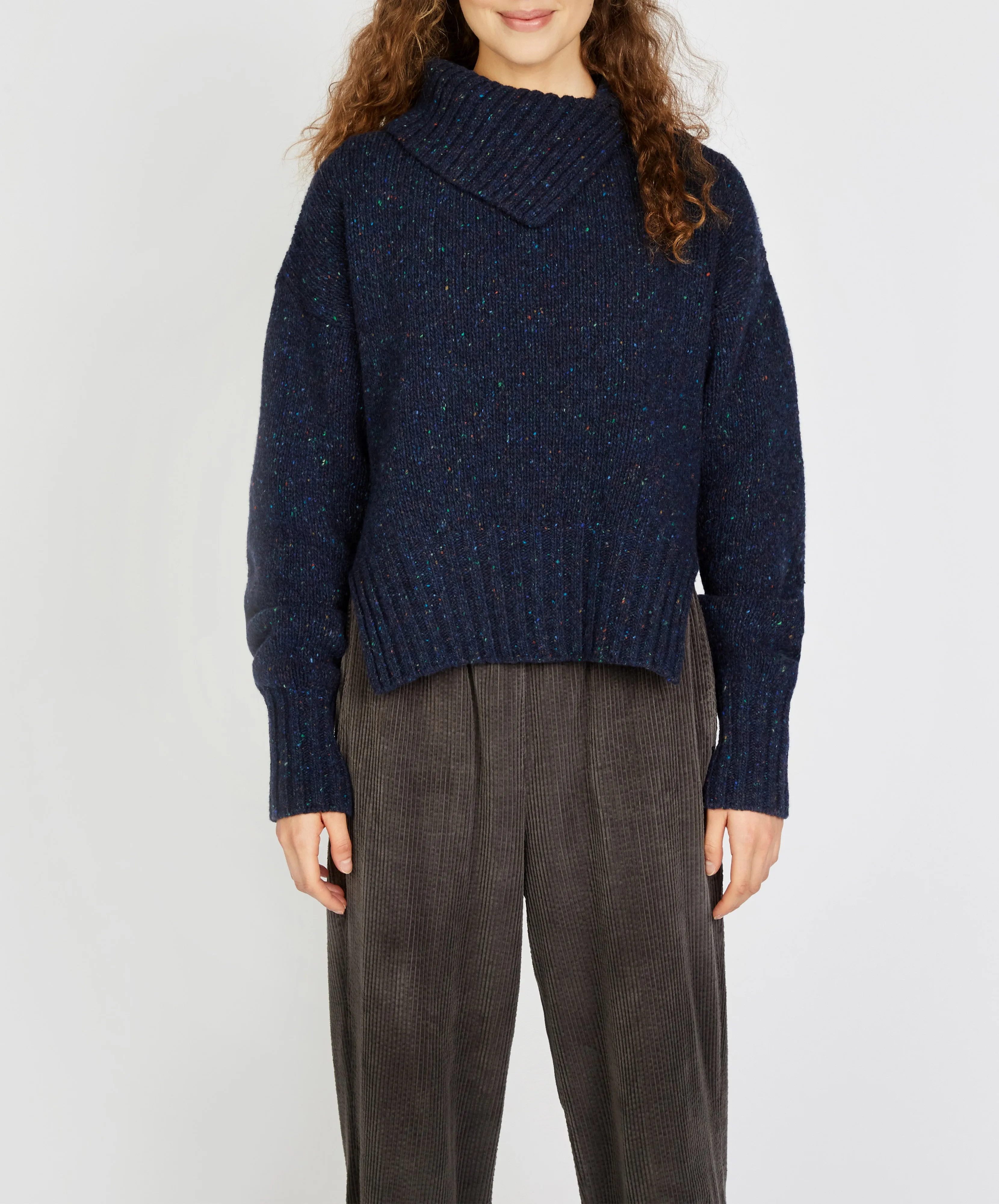 Wilde Slouchy Funnel Neck Sweater Rich Navy
