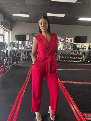 Women One Piece Tie Weight Jumpsuit